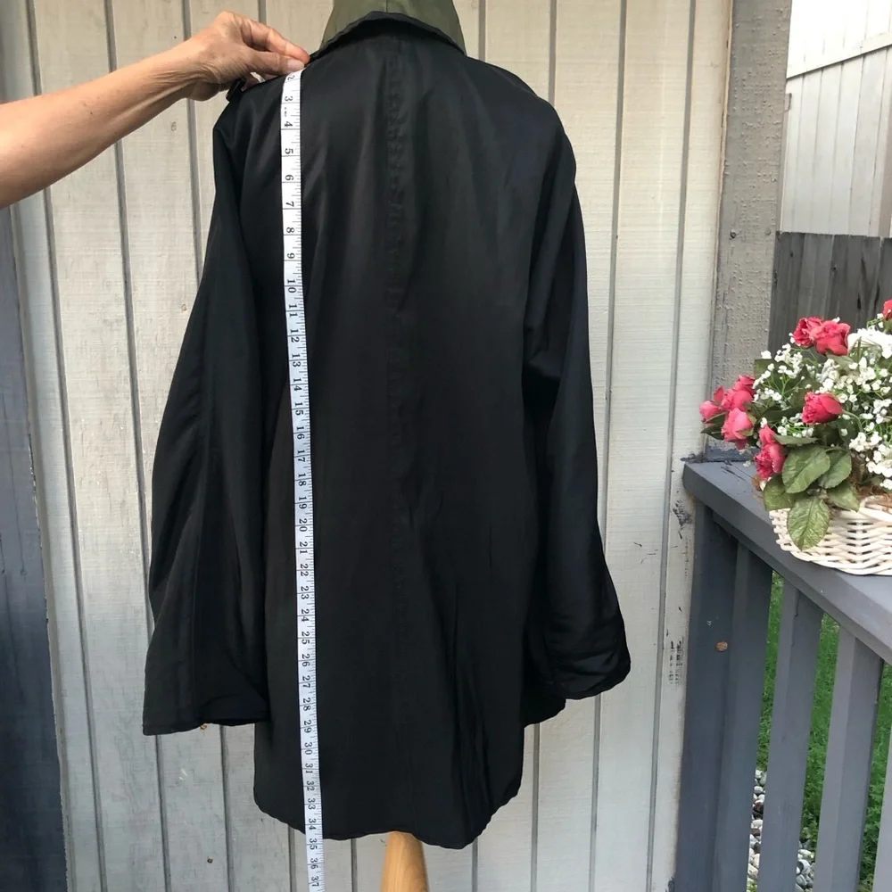 Reversible Black Olive Green Hooded Cape Poncho Windbreaker Jacket One size - Picture 12 of 13